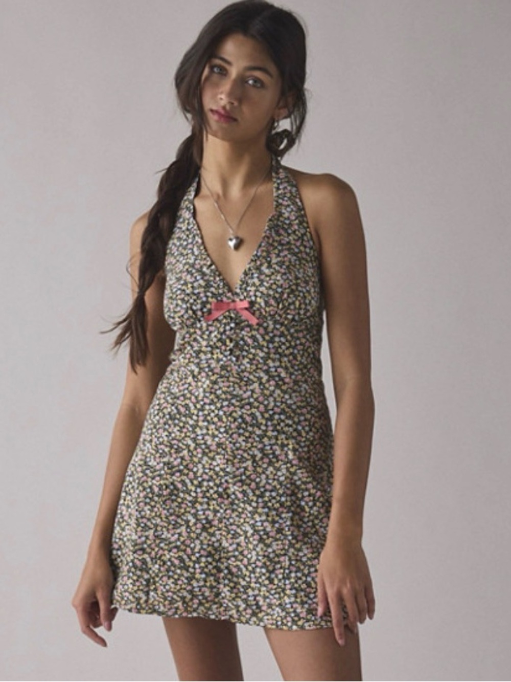 Kimchi Blue Charlotte Floral Halter Mini Dress Urban Outfitters S NWT